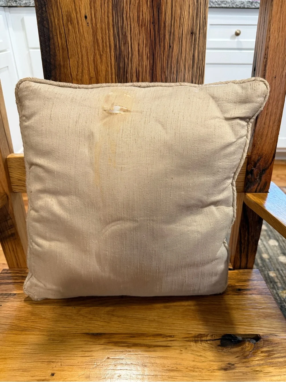 Vintage Beige Floral Needlepoint Throw Pillow - Classic Home Accent